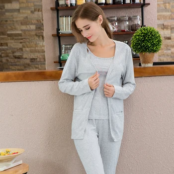 Qianxiu Pidžamu Karstā Slaes Trīs Gabalus Lounge Valkāt Veste Uzstādīt Modes Sieviešu Pyjama uzvalks 1401