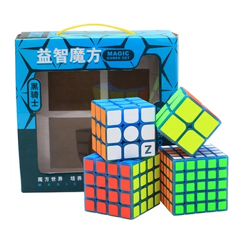 Qiyi Karavīrs W 2x2 3x3 4x4 5x5 Magic Cube iestatīto Ātrumu Cube Puzzle Stickerless Neo Cube 4gab/Set Izglītības Rotaļlieta Ar Dāvanu Kastē