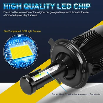 RACBOX 72w LED Auto Lukturu Super Spilgti H1, H3, H7, H4 H8/H9/H11 H13 9005 HB3 9006 HB4 9004 9007 9012 880 881 5202 Miglas Spuldzes Lampas
