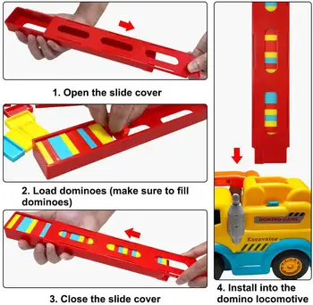 RCtown Domino Vilcienu Domino Bloki Ēku Kopums Kraušanas Rotaļlietas Bloki Domino Komplekts 3-7 gadus Veci Zēni Meitenes Bērniem Dāvanas
