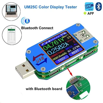 RD UM25 UM25C Sprieguma Testeris USB 2.0 Bluetooth Mērītāja Tips-C Strāva USB Strāvas Mērītāja 1.44 Collu Krāsu LCD Multimetrs Sprieguma Mērītājs