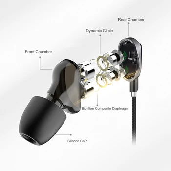 REHIMM austiņu Vadu Austiņas Dual Dinamisku Spole 4 Skaļruņu Smago Bass Stereo Vads-Kontrole Austiņu Earbuds MIKROFONS Mikrofona 3,5 MM