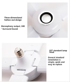 RGB E27 Led Spuldze 50W Krāsains Bluetooth Saprātīga Audio Locīšanas Spuldzes, Lampas viesistaba, Guļamistaba, Bērnu Istaba, Kafijas Veikals