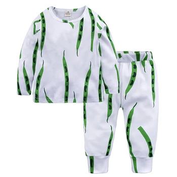 RQ-260 Jaunu Naktsveļu meitenēm zēniem Ikdienas pidžamu Pavasara garām piedurknēm T-krekls + Bikses 2 gab. Bērnu kostīmi cute apģērbs