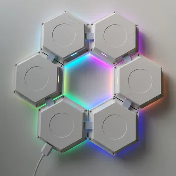 Radošu Jauno USB quantum lampas līmēšana skrūvēm pie sienas lampas tālvadības touch dubultā kontrole krāsains sienas šūnveida lampas