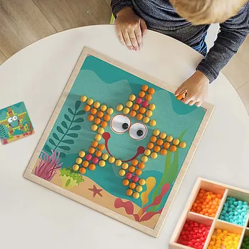 Radošā 240pcs 3D Sēņu Nagu Saprātīga Puzzle Spēles Ar Malkas Uzglabāšanas Kaste Mozaīkas Peg Valdes Jigsaw Puzzle Bērniem DIY Rotaļlietas