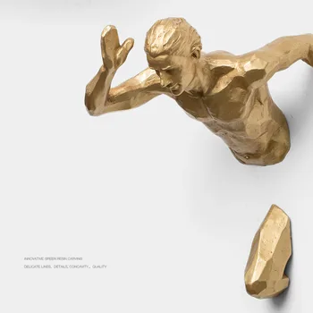 Radošā Rūpniecības Stilu Darbojas Skulptūru Sveķu Dzīvojamā Istaba Fona Sienu Apdare Karājas Palaist Attēls Statuja Sporta Vīrietis
