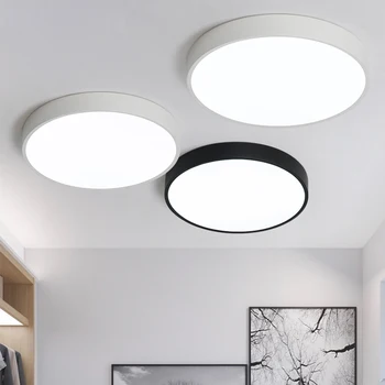 Radošā Ultra-plānas 5cm LED Apaļa Griestu Gaismas Intensitāti Tālvadības Griestu Lampa baltā, melnā Guļamistabai Virtuves Restorāns
