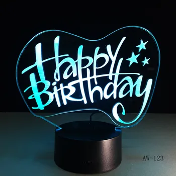 Radošā laimes Dzimšanas dienā, Vārda 3D LED USB Lampa 7 Krāsas Mainās Garastāvoklis Prožektori Svētku Apgaismojums Draugam Dzimšanas dienas Dāvanu AW-123