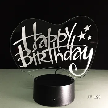 Radošā laimes Dzimšanas dienā, Vārda 3D LED USB Lampa 7 Krāsas Mainās Garastāvoklis Prožektori Svētku Apgaismojums Draugam Dzimšanas dienas Dāvanu AW-123