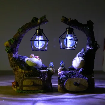 Radošās Modes Totoro LED Nakts Gaismas, Galda Lampas Totoro Sveķu Rotājumi Amatniecības Meitenes Romantiska Mazulis, Rotaļu Dzimšanas dienas Dāvanu Apdare