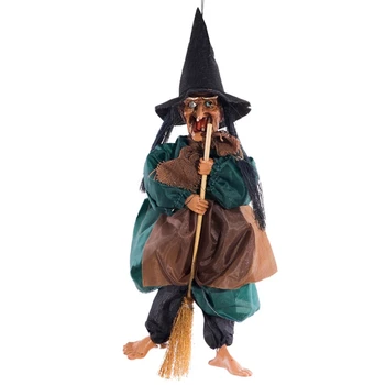 Ragana Karājas Apdare Halloween Aksesuārus Liela Balss Kontroles Braukt Slotu Ragana Karājas Apdare Ar Skaņu Un Sarkanā Gaismas