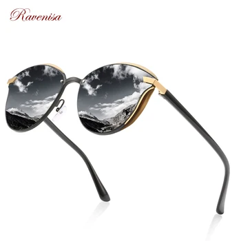 Ravenisa Luksusa Polarizētās Saulesbrilles Sieviešu Kārtas Saules glassess Dāmas lunette de soleil femme