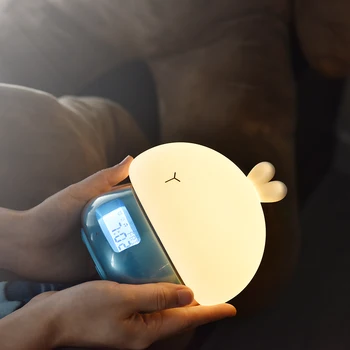 Rechargeab Pamosties Cute Dzīvnieku LED Nakts Gaisma Modinātājs Kid Bērnu Istabu Iekštelpu Gultas Apdares Radošo Dāvanu Galda Lampa