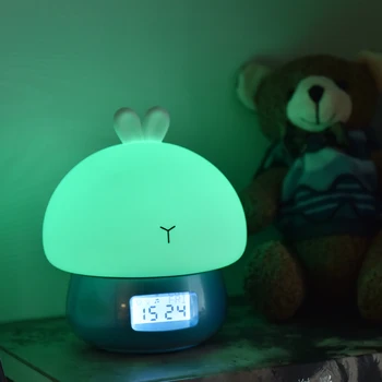 Rechargeab Pamosties Cute Dzīvnieku LED Nakts Gaisma Modinātājs Kid Bērnu Istabu Iekštelpu Gultas Apdares Radošo Dāvanu Galda Lampa
