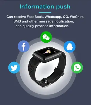 Reloj 116Plus Smart Skatīties 2020. gadam Vīriešiem, Sievietēm, Sporta Smart Pulksteņi Fitnesa Tracker Bluetooth Smartwatch Android, IOS Skatīties fit