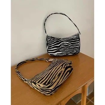Retro Zebra drukāt baltmaizi Somas Luksusa Dizaina Sieviešu pleca soma, Ikdienas Rāvējslēdzēju Rokas Somas Sac Galvenais Femme Bolso mujer 2020 Jaunas