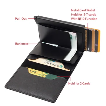 Rfid Seifs, Bloķējot Ādas Vintage 2019 Kredītkartes Īpašnieks Unisex Antitheft Drošības Alumīnija Metāla Maku