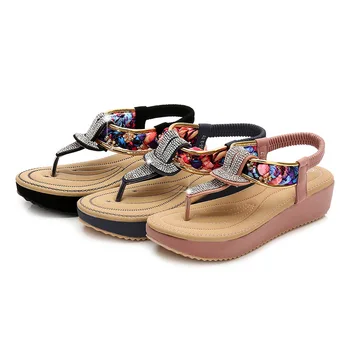---Rhinestone Dāmas Sandales Vasaras Sieviete Kurpes Bohēmijas Sieviešu Sandales Modes Flip Flops Sieviešu Ikdienas Sandales Dzīvoklis Apavi
