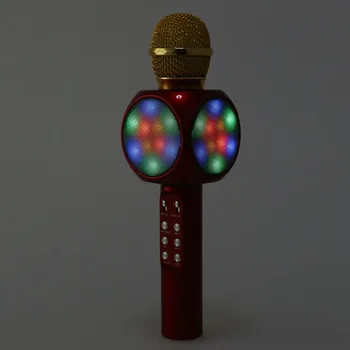 Rokas Mikrofons WS1816 Bezvadu Bluetooth Mikrofons KTV Karaoke Mikrofons, Skaļrunis USB LED Gaismas krāsa sarkana