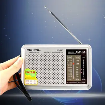 Rokas Pārnēsājamie AM/FM Radio, Iebūvēts Skaļrunis Uztvērēja Kabatas Radio ar Austiņu Ligzdu Teleskopisko Antenu Viegls (Sudraba)