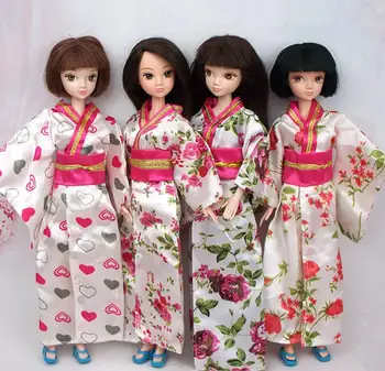 Roku darbs Modes Lelle Drēbes, Apģērbs Tradicionālā Japāņu Kimono Kleita Barbie Doll Par 1/6 BJD Lelles Cosplay Kostīmu Mazulis, Rotaļu