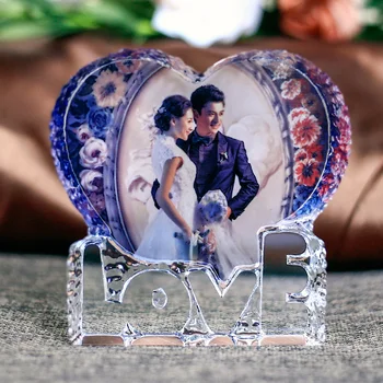 Romantiska Sirds Formas Kristāla Miniatūras Pielāgota Personalizētu Stikla Amatniecības Mīlestības Dāvanas DIY Home Decoration Accessories
