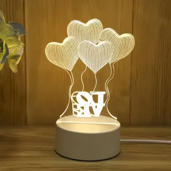 Romantisks Mīlestība, 3D Lampas sirdsveida Balonu Akrila LED Nakts Gaisma Dekoratīvā Galda Lampa Valentīna Diena Mīļotā Sieva Dāvanu