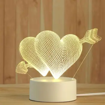 Romantisks Mīlestība, 3D Lampas sirdsveida Balonu Akrila LED Nakts Gaisma Dekoratīvā Galda Lampa Valentīna Diena Mīļotā Sieva Dāvanu