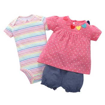 Romper+punkts T-krekls+šorti 3 gabali tērps jaundzimušais meitene drēbes 