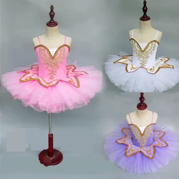 Rozā/Violeta/Balta Meitene Baleta Tutu Kleita Gulbju Ezers Baleta Kostīmu Balerīna Drēbes Bērniem, Baleta Deju Dressrs Meitenēm