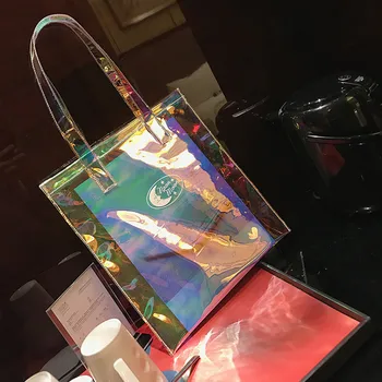 Rozā ceļošanas sieviešu soma hologrāfiskā somā lāzera soma Pārredzamu luksusa somas sieviešu somas, dizaineru bolsa feminina