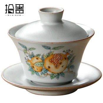 Ru Krāsns Atvērt Trīs Gabalus Vāciņu Trauks Viena Liela Tējas Tase Tējas Maker Japāņu Stila Tējas Bļodā Kung Fu Tējas Komplekts Retro Puses, Pot