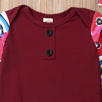 Rudens Bērnu Apģērbu Jaundzimušais Meitene Ziedu, Apģērbu, Siltu Topi, T-Krekls+ Bikses garās Zeķes+Galvas 3PCS Tērpiem Komplekts
