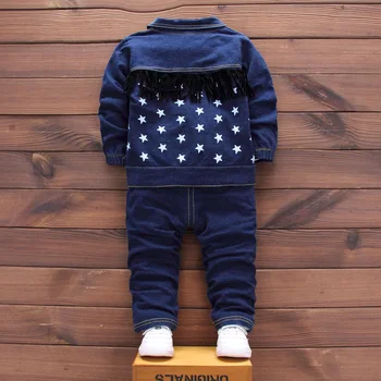 Rudens Modes Baby Zēnu Drēbes Uzvalku Jauno Bērnu Kokvilnas Jaka T Krekls, Džinsi 3Pcs/komplekti Toddler Sporta Kostīms Bērniem, Treniņtērpi