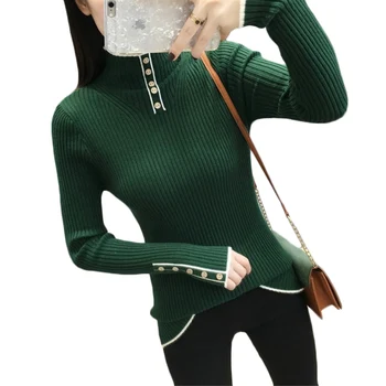 Rudens Ziemas Džemperis Pusē, augstās apkakles Džemperis Sievietēm Jauno Slim Siltu uzsēju Apakšā Sieviešu krekls ar garām piedurknēm Gadījuma Džemperi F868