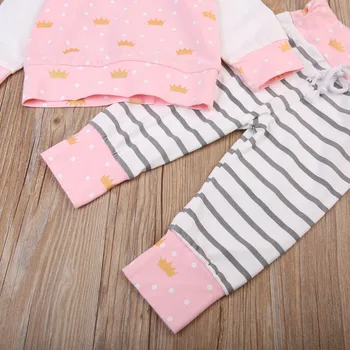 Rudens Ziemas Gudrs Jaundzimušajiem Bērniem, Baby Girl Apģērbu Rozā Siltu Kapuci T-krekls Topi+Bikses, Bērnu Apģērbs, Komplekts