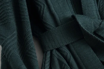 Rudens ziemas džemperis sieviešu jaku un mēteļu gadījuma cietā krāsa ar garām piedurknēm, vilnas džemperis jaka džemperis dekoratīviem jostas