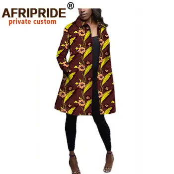 Rudenī āfrikas sieviešu mētelis AFRIPRIDE Pilnu piedurknēm ilgi gadījuma mētelis ar divām kabatām super vasks, kokvilnas plus lieluma A722404
