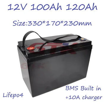 Rūpnīcas tiešā lifepo4 12.8 v 100Ah 120AH uzlādējamo akumulatoru caravan laivu Portatīvo Invertora strāvas RV + 10.A lādētāju