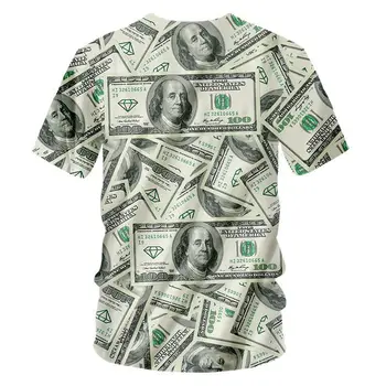 S-7XL Lielgabarīta T krekls Vīriešiem, Sievietēm, Naudu, T-kreklu Gothic 3d 100 USD dolāru drukāšanas Smieklīgi Tee Krekls Unisex Ielu Hip Hop, Vasaras Topi