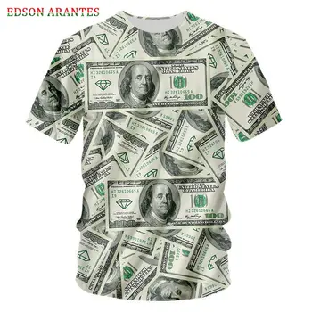 S-7XL Lielgabarīta T krekls Vīriešiem, Sievietēm, Naudu, T-kreklu Gothic 3d 100 USD dolāru drukāšanas Smieklīgi Tee Krekls Unisex Ielu Hip Hop, Vasaras Topi