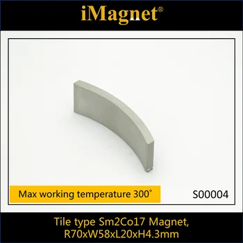 S00004 5gab Samarium Kobalta retzemju Sm2Co17 Magnētisko Flīžu tipa R70xW58xL20xH4.3mm, Augsta temperatūra magnēts