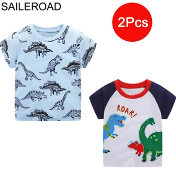 SAILEROAD 2gab/daudz Dinozauru Zēnu T Krekli Dzīvnieku Print Bērnu Topi, t-veida, Vasarā Bērniem Īsām Piedurknēm Krekli, 7Years Bērniem Drēbes