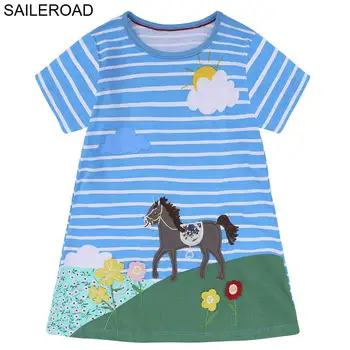 SAILEROAD Maz Meitene Kleitas 2019. Gada Vasarā Bērni Kleitas Meitenēm Apģērbi Bērniem, Zirgu Puse Kleita Princese Vestidos Kostīms