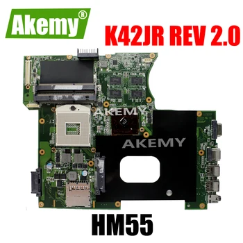 SAMXINNO K42JR REV2.0 HM55 Mainboard Par Asus K42JR A42J K42J X42J klēpjdators Mātesplatē REV2.0 HM55 DDR3 Mainboard Pārbaudīta