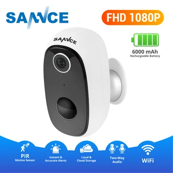 SANNCE IP65 Āra PIR IP Kameras 1080P Tiešām Bezvadu Novērošanas Kameras Home Security Ūdensizturīgu Akumulatora WiFi IP Kameras