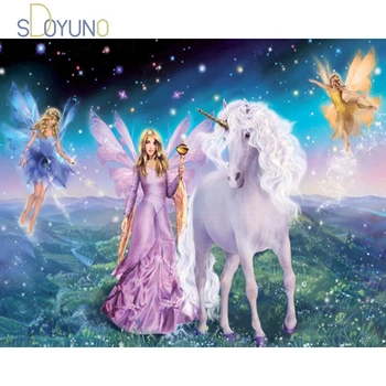 SDOYUNO DIY glezna, numuri ar rāmi pieaugušajiem fantasy unicorn akrila krāsas gleznošanai Unikālu Dāvanu, mākslas un Mājas Dekoru