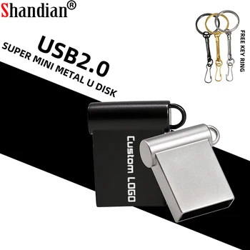 SHANDIAN Melna Mini Metāla USB 2.0 Flash Drive 4GB 8GB 16GB 32GB 64GB Reālās Spējas Pildspalva Diskus Pasūtījuma LOGO Memory Stick Bezmaksas Dāvanu