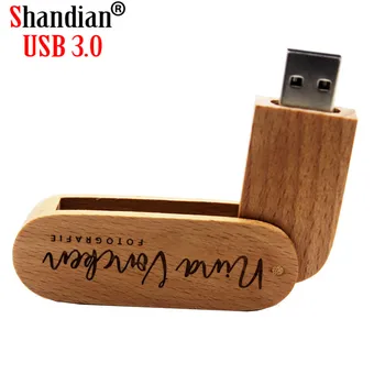 SHANDIAN USB 3.0 bezmaksas custom logo dižskābarža koka zobens, USB flash drive pendrive 4GB 16GB 32GB 64GB klienta LOGO kāzu dāvanu